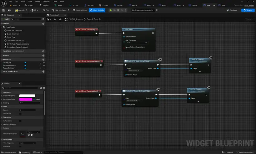 Логика паузы в Widget Blueprint